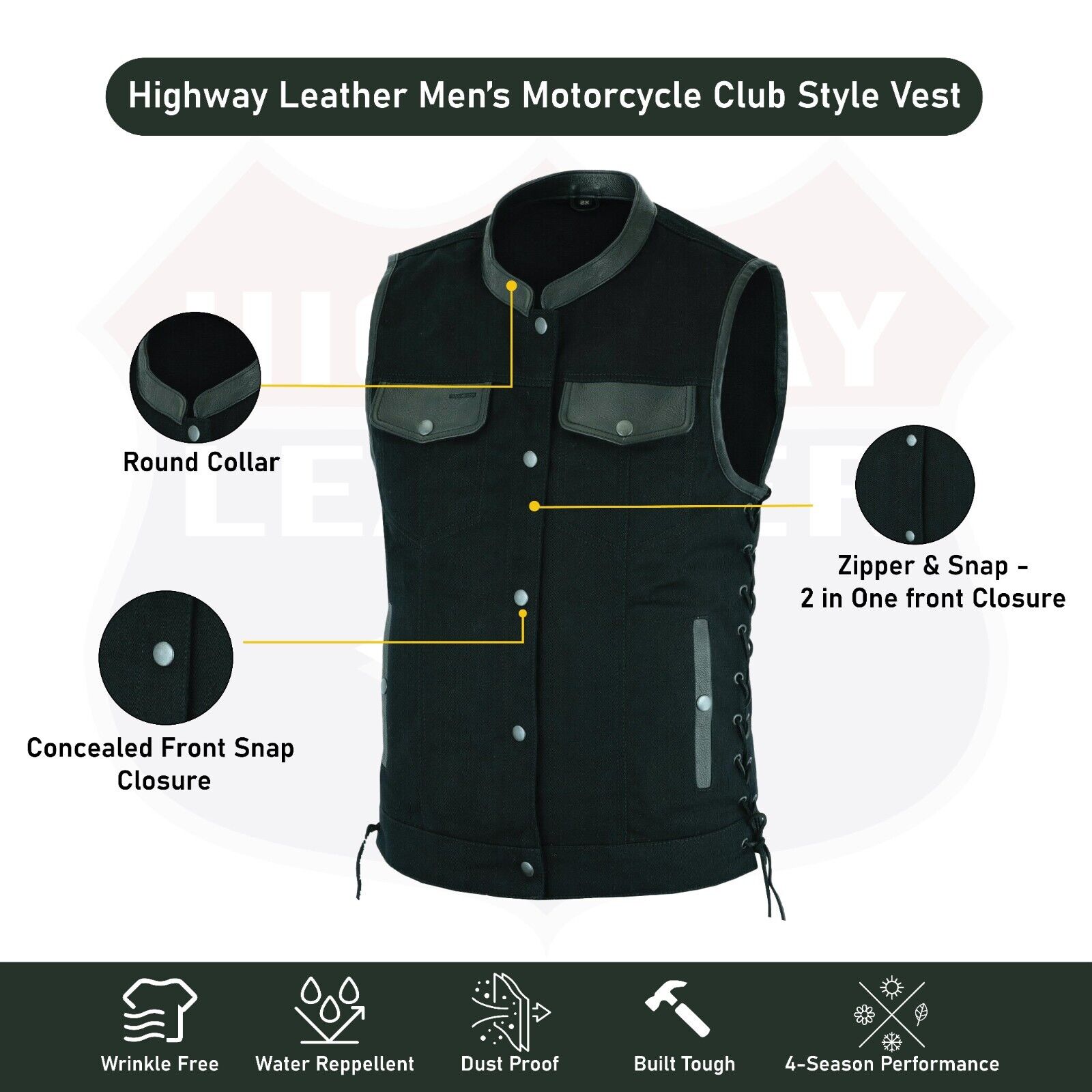 Mens SOA Style fashion Motorcycle Club Vest