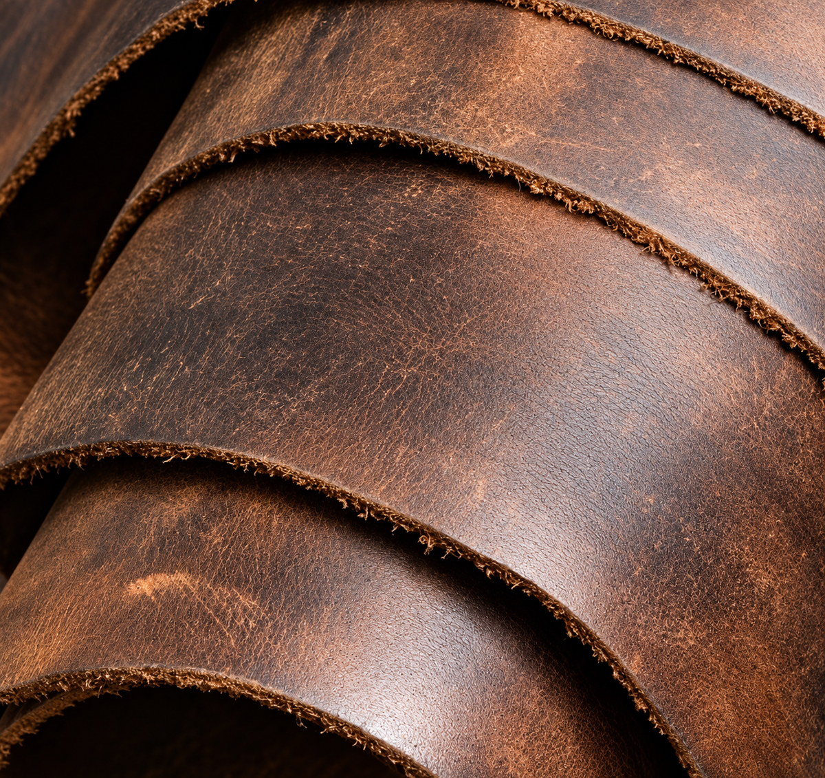 Brown leather sheets with a textured grain