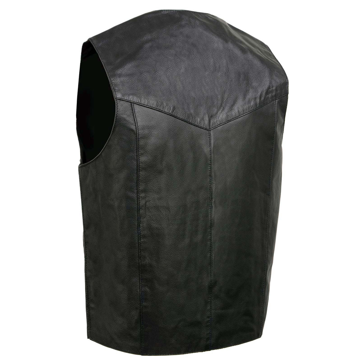 Event Leather EL1310GO Men's Black Leather Classic Snap Button Biker Vest