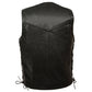 Event Leather EL1314GO Men's Leather Black Classic Side Lace Biker Vest with Braiding