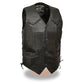 Event Leather EL1314GO Men's Leather Black Classic Side Lace Biker Vest with Braiding
