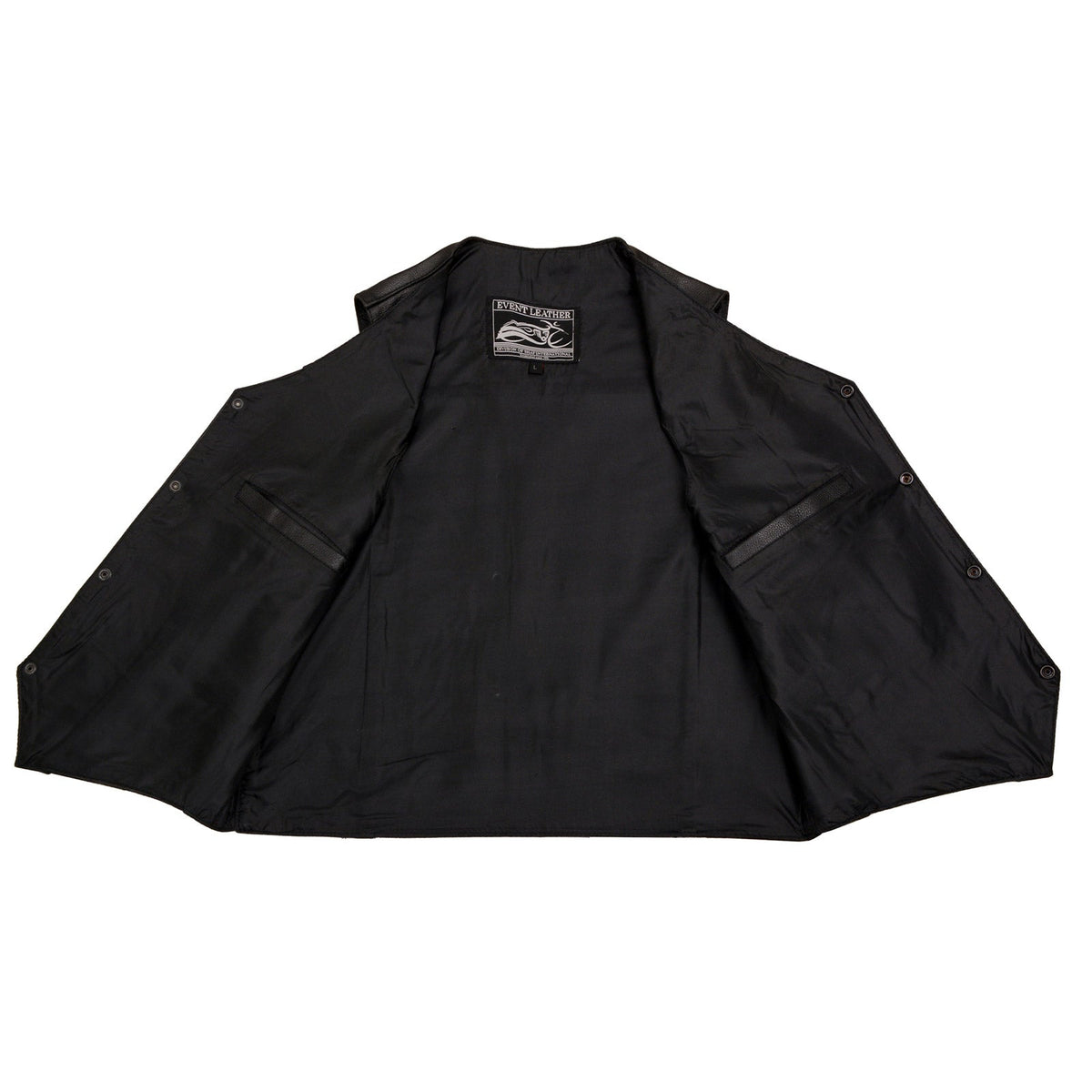 Event Leather EL5310 Men's Classic Black Leather Vest with Snap Button Closure