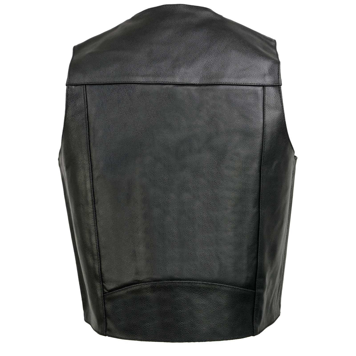 Event Leather EL5310 Men's Classic Black Leather Vest with Snap Button Closure