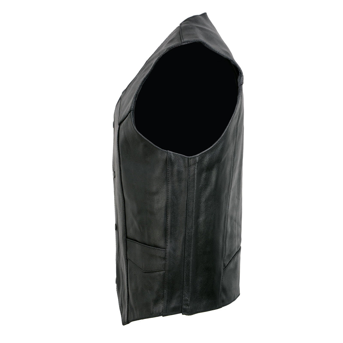 Event Leather EL5310 Men's Classic Black Leather Vest with Snap Button Closure