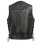 Event Leather EL5315 Men's Black Motorcycle Riders Leather Vest for Men w/ Side Lace- Riding Club