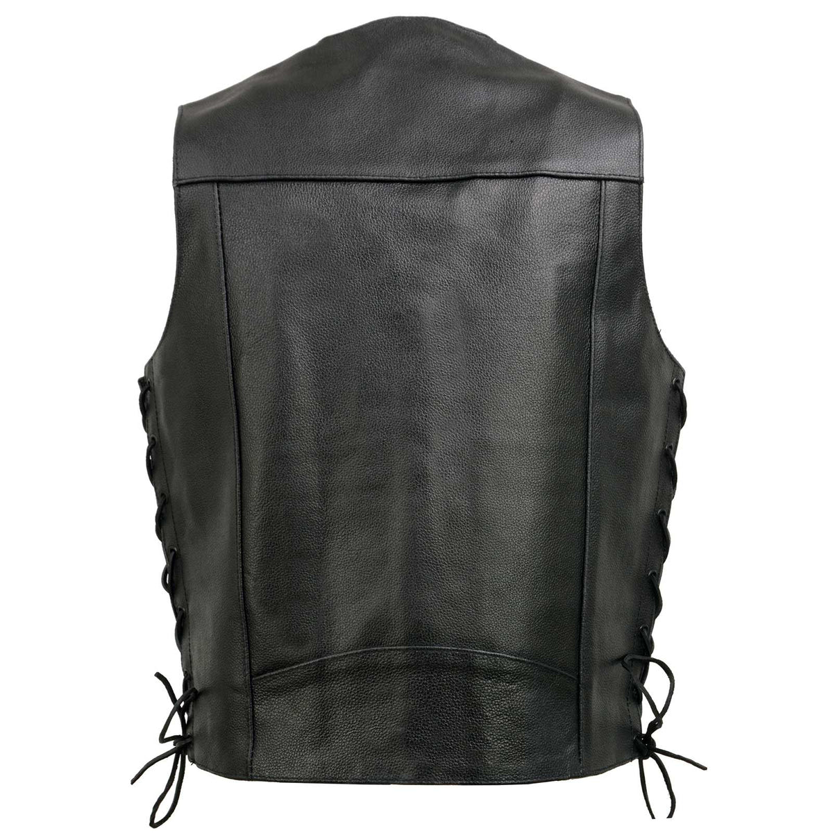 Event Leather EL5315 Men's Black Motorcycle Riders Leather Vest for Men w/ Side Lace- Riding Club