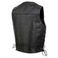 Event Leather EL5315 Men's Black Motorcycle Riders Leather Vest for Men w/ Side Lace- Riding Club