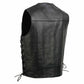 Event Leather EL5315 Men's Black Motorcycle Riders Leather Vest for Men w/ Side Lace- Riding Club