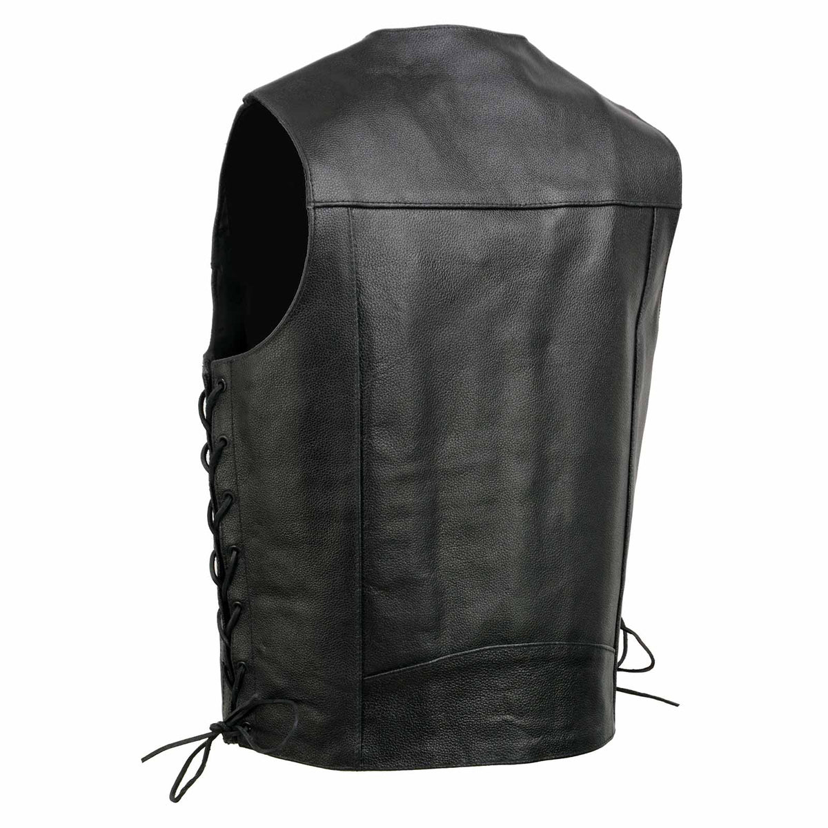 Event Leather EL5315 Men's Black Motorcycle Riders Leather Vest for Men w/ Side Lace- Riding Club
