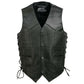 Event Leather EL5315 Men's Black Motorcycle Riders Leather Vest for Men w/ Side Lace- Riding Club