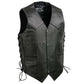 Event Leather EL5315 Men's Black Motorcycle Riders Leather Vest for Men w/ Side Lace- Riding Club