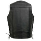 Event Leather EL5315T Men's Black Classic Side Lace Biker Vest in Big and Tall Sizes