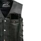 Event Leather EL5360 Men's Black Leather Vest with Denim Style Pockets and Side Lace