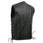 Event Leather EL5360 Men's Black Leather Vest with Denim Style Pockets and Side Lace