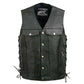 Event Leather EL5360 Men's Black Leather Vest with Denim Style Pockets and Side Lace