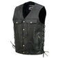 Event Leather EL5360 Men's Black Leather Vest with Denim Style Pockets and Side Lace