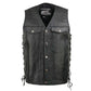 Event Leather EL5360TALL Men's Side Lace Vest with Denim Style Pockets Tall Sizes