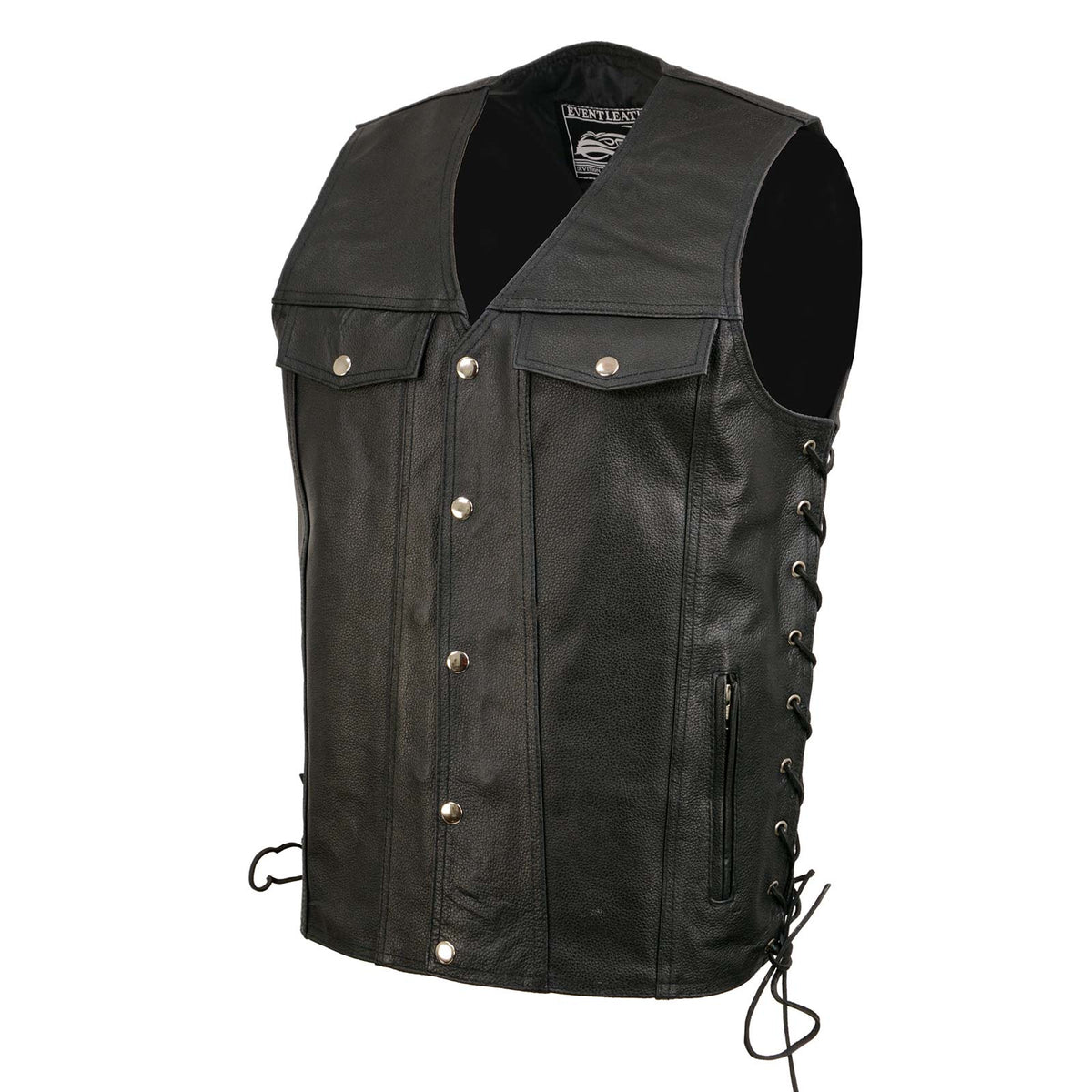 Event Leather EL5360TALL Men's Side Lace Vest with Denim Style Pockets Tall Sizes