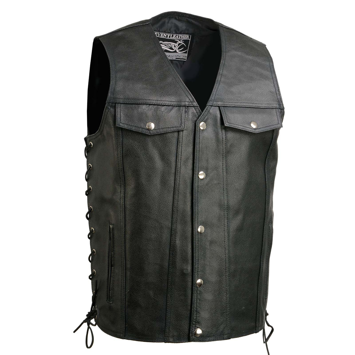 Event Leather EL5360TALL Men's Side Lace Vest with Denim Style Pockets Tall Sizes