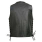 Event Leather EL5391 Men's Black Leather 10 Pocket Side Lace Vest