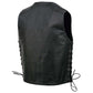 Event Leather EL5391 Men's Black Leather 10 Pocket Side Lace Vest