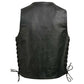 Event Leather EL5391 Men's Black Leather 10 Pocket Side Lace Vest