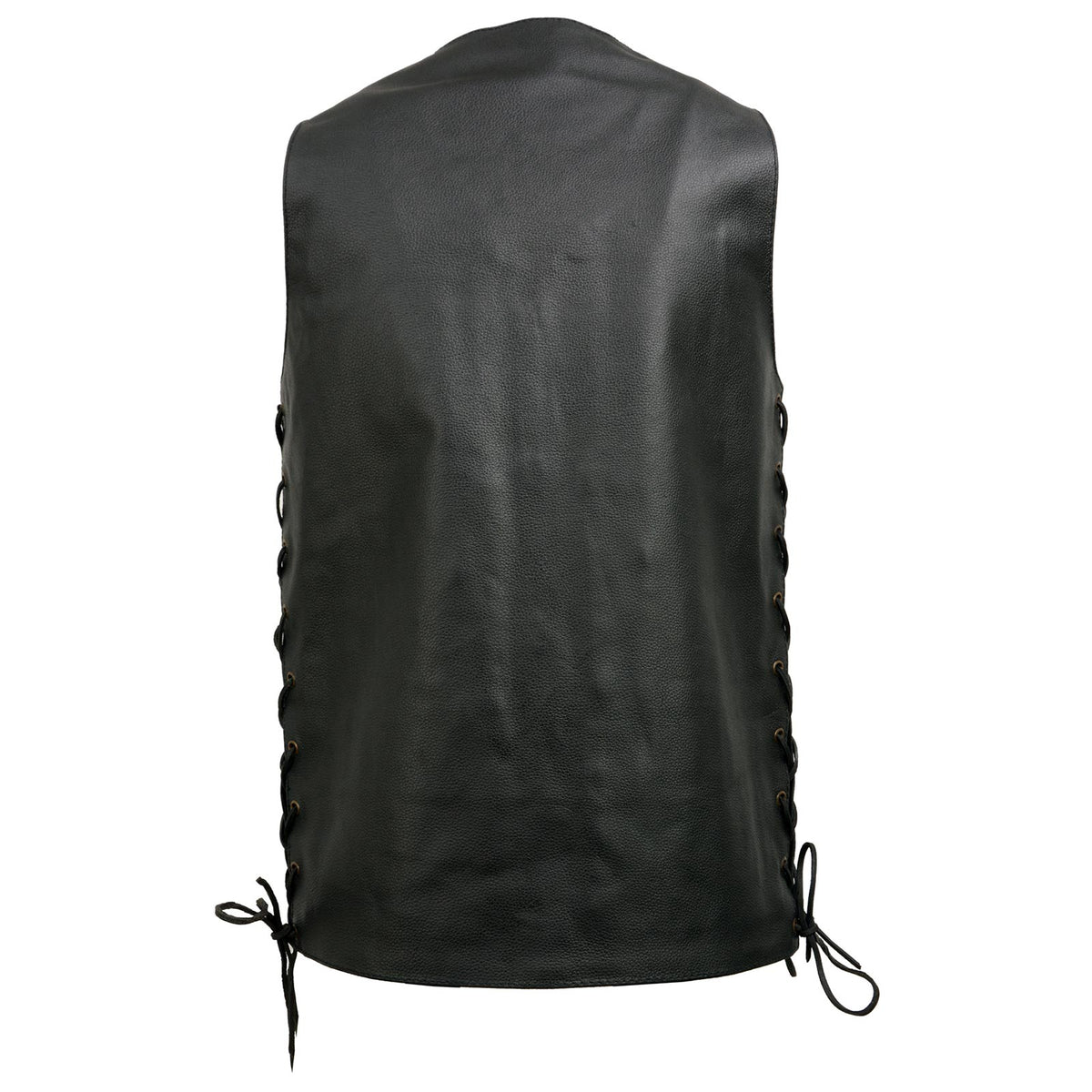 Event Leather EL5391 Men's Tall Sizes Black Leather 10 Pocket Side Lace Vest