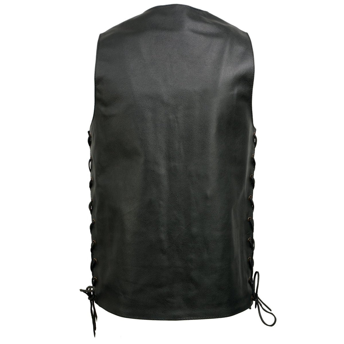 Event Leather EL5391 Men's Tall Sizes Black Leather 10 Pocket Side Lace Vest