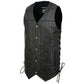 Event Leather EL5391 Men's Tall Sizes Black Leather 10 Pocket Side Lace Vest