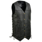 Event Leather EL5391 Men's Tall Sizes Black Leather 10 Pocket Side Lace Vest