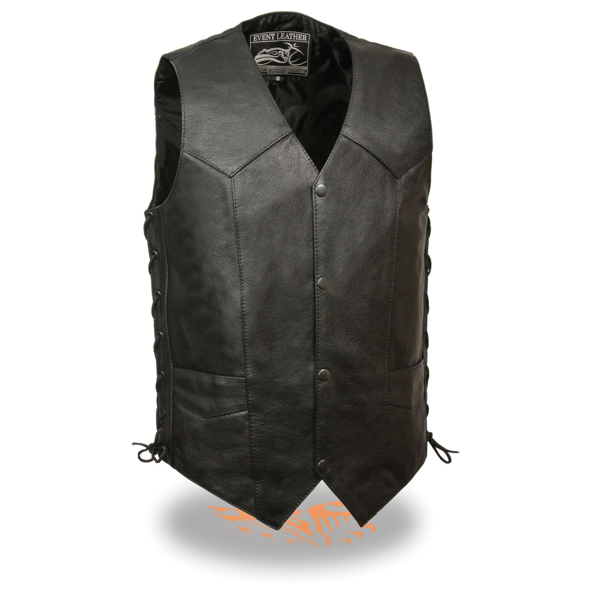 Event Leather EL5397 Men's Black Leather Vest with  Adjustable Side Laces