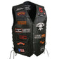 Event Leather ELM3920 Men's Black Leather Pre-Patched Bikers Vest w/ 6 Pockets - 23 Patches and Side Laces