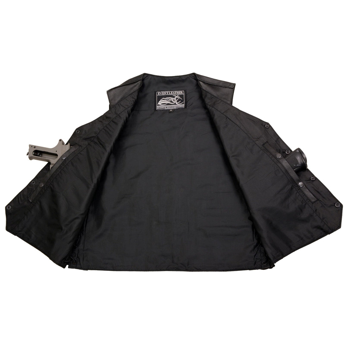 Event Leather Men's Black Motorcycle Leather Vest w/ Patches - ELM3925