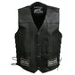 Event Leather Men's Black Motorcycle Leather Vest w/ Patches - ELM3925