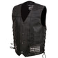 Event Leather Men's Black Motorcycle Leather Vest w/ Patches - ELM3925