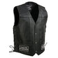 Event Leather Men's Black Motorcycle Leather Vest w/ Patches - ELM3925