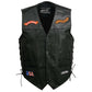 Event Leather ELM3930 Men’s Black Motorcycle Riders Leather Vest w/ 9 Patches and Adjustable Side Laces