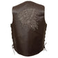 Event Leather ELM3935 Men's Motorcycle Riders Brown Leather Vest with Embossed Native American Head