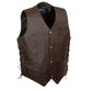 Event Leather ELM3935 Men's Motorcycle Riders Brown Leather Vest with Embossed Native American Head