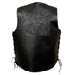 Event Leather ELM3940 Men's Motorcycle Riders Black Leather Vest w/ Embossed American Bald Eagle Head and Stars