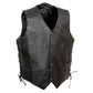 Event Leather ELM3940 Men's Motorcycle Riders Black Leather Vest w/ Embossed American Bald Eagle Head and Stars