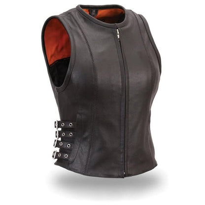 First Manufacturing FIL550CSL Women’s Zip-Up Leather Motorcycle Vest - image 1