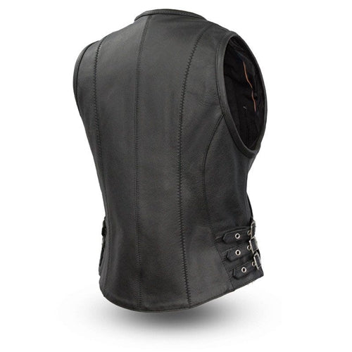 First Manufacturing FIL550CSL Women’s Zip-Up Leather Motorcycle Vest - image 2