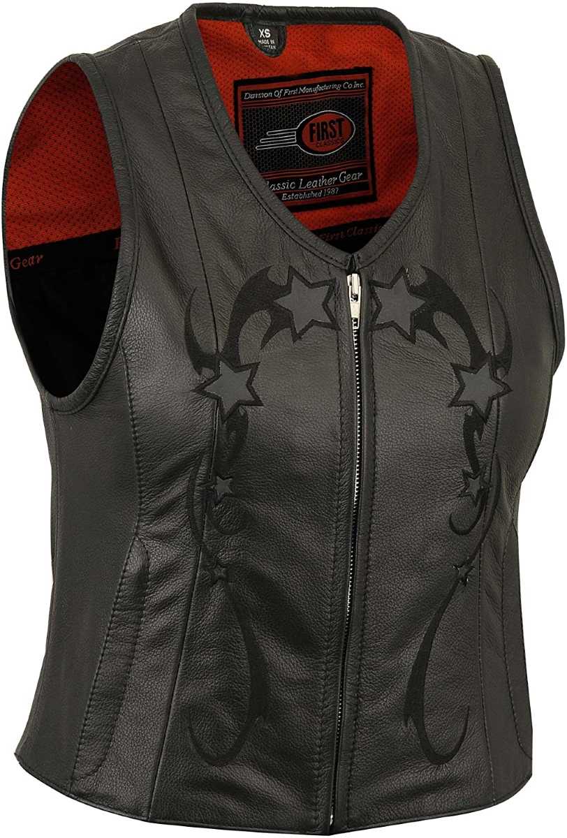 First Manufacturing FIL580CSL Women's Black ‘Stardom’ Motorcycle Leather Vest - image 1