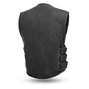 First Manufacturing FIM645 Men’s ‘The Commando’ Black Leather Vest with Carry Conceal Pockets — image 2