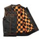 ORANGE HL11693SPTORANGE  Black Men Cross Stitch Club Leather Vest