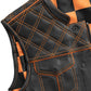 ORANGE HL11693SPTORANGE  Black Men Cross Stitch Club Leather Vest