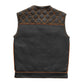 ORANGE HL11693SPTORANGE  Black Men Cross Stitch Club Leather Vest