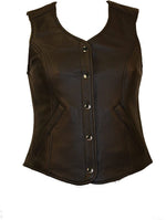 First Manufacturing FML565CCF Women’s Black Plain Side Conceal and Storage Pocket Leather Vest - image 1