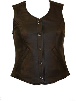 First Manufacturing FML565CCF Women’s Black Plain Side Conceal and Storage Pocket Leather Vest - image 1